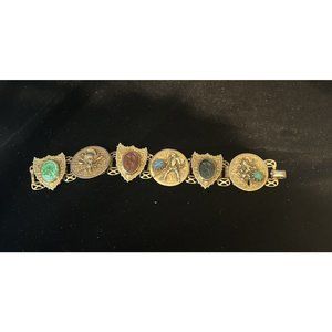 HERALDIC INTAGLIO VINTAGE CHARACTER FIGURAL BRACELET 7"